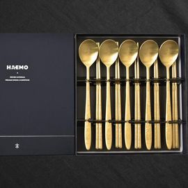 [HAEMO] Ten Symbols of Longevity Untact Titanium matte Spoon Chopsticks 5Set-Spoon Chopsticks Korean Stainless Steel Cutlery-Made in Korea